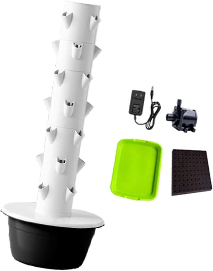 Hydroponics Growing System Kit Hydroponic Tower Germinating Container Vertical Planter Plant Germination Kit for Peppers Black M