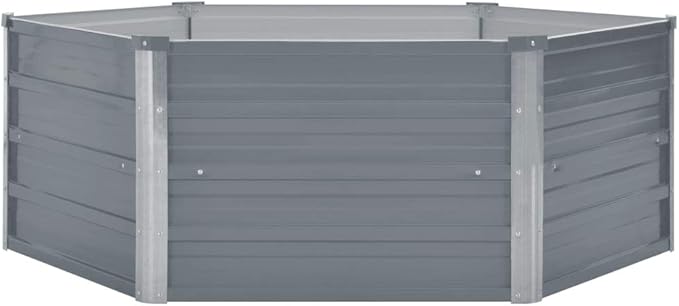 Garden Planter Raised Bed Galvanized Steel Patio Flower Plant Vegetable Bed with Open Bottom Lawn Backyard Outdoor Patio DIY Decor Gray 50.8x50.8x18.1