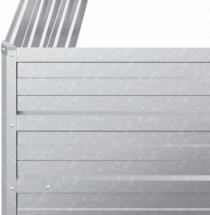 vidaXL Rectangular Garden Raised Bed - 39.4x39.4x17.7 - Durable Galvanized Steel - Outdoor Use - Versatile Planter for Vegetables Herbs and Flowers - in Silver