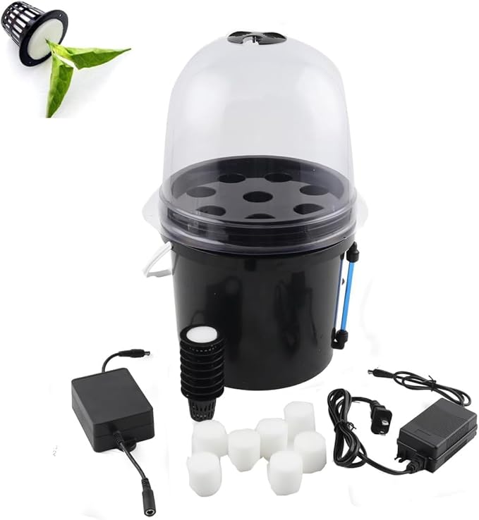 Hydroponics Seedling Cloning System Kit 8 Holes Cloning System Aeroponic Propagation Kit Fog Seedling Box Soilless Hydroponic Equipment for Indoor Outdoor Garden Vegetables