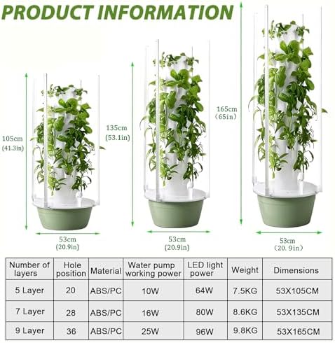 Hydroponics Growing System Kit - Veal 9-Layer Indoor Garden Tower with LED Light &amp Timer Perfect for Gardening Lovers Efficient Hydroponic Plant Growth