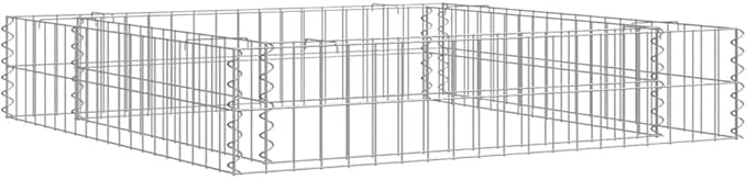 Gabion Raised Bed Silver Galvanized Steel 39.4x39.4x7.9 inch Square Planter for Outdoor Plants Durable Gardening Solution