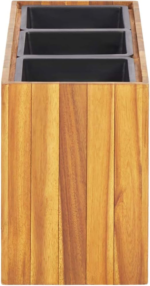 Wooden Bucket Barrel Planters Garden Raised Bed Flower Planters Pots Boxes Container with 1 Inserted Plastic Pot for Outdoor Indoor Home Decor Small Plants 26.2 x 9.8 x 13.8