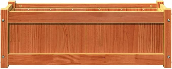 Garden Planter Solid Pine Wood Welded Wire Basket Raised Bed Galvanized Steel Fencing for Garden Walls Brown Wax Finish 35.4 x 12.2 x 12.2 in