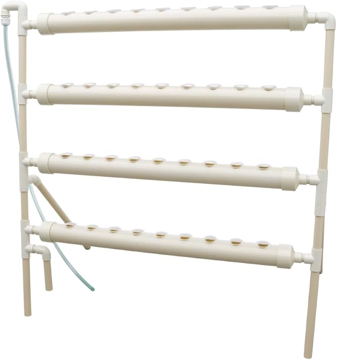 Wall-Mounted Hydroponic Grow Kit 36 Plant Sites Hydroponics Planting System 4 Food-Grade PVC Pipes Hydroponic Gardening Indoor System with 110V Well PumpPlanting SpongeHose