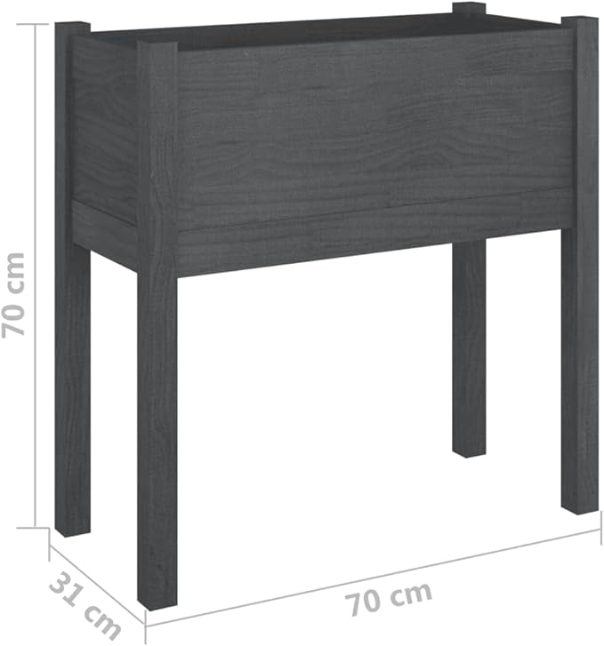 Garden Planter Grey Solid Pinewood Rectangular Raised Garden Bed 27.6 Wide Outdoor Planter Box for Flowers Vegetables Herbs Patio Balcony Backyard Gardening