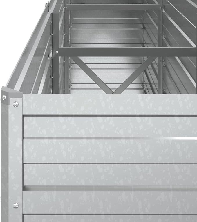 SKM Garden Raised Bed 94.5x15.7x30.3 Galvanized Steel Silver-68871026