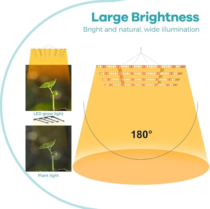 2PCS 800W Sunlight Full Spectrum Plant Grow Lights -High Yield with UV/IR Dimmable &amp Silent. Suitable for Seed Starting Indoor Plants Greenhouses &amp Hydroponics. Veg/Bloom Modes AV 100-277V