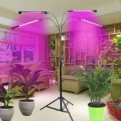 Grow Light for Indoor Plants Full Spectrum Grow Light Indoor Plant Lights 5 Head 165 LED Floor Plant Light with Stand 10 Level Grow lamp Light for Plants (4-Heads Grow Lights)