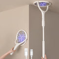 2-Pack GeckoMan Rotating Head Electric Fly Swatter Racket Rechargeable Bug Zapper Racket Bug Zapper Indoor Fly Zapper Mosquito Zapper Flies Killer for Indoors with 2 Telescopic Extensions