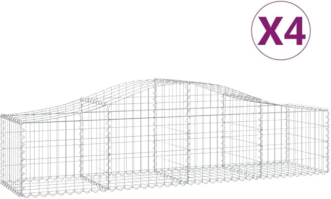 4-Pack Large Galvanized Iron Gabion Basket Set 78.7 x 78.7 x 19.7 Inches Silver Raised Garden Wall Planter Outdoor Landscaping Barrier for Backyard Patio Garden Bed Projects