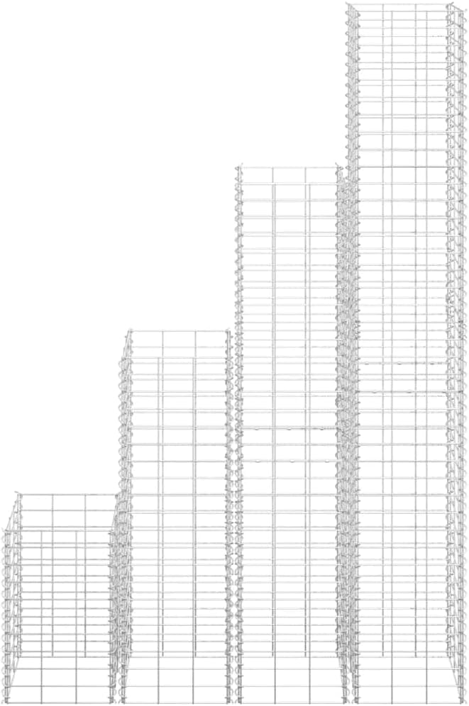 Gabion Raised Beds 4 pcs Garden boxes Gabion cages for retaining walls Outdoor Backyard Planter Suitable for Lawn Cafes Backyard Patio Outdoor Landscape 11.8x11.8x19.7/39.4/59.1/78.7 Iron