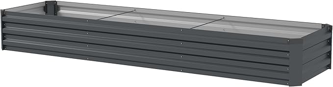 8x2x1ft Professional Grade Heavy-Duty Galvanized Raised Garden Bed Kit with Safety Perimeter and Anti-Corrosion Treatment Dark Gray