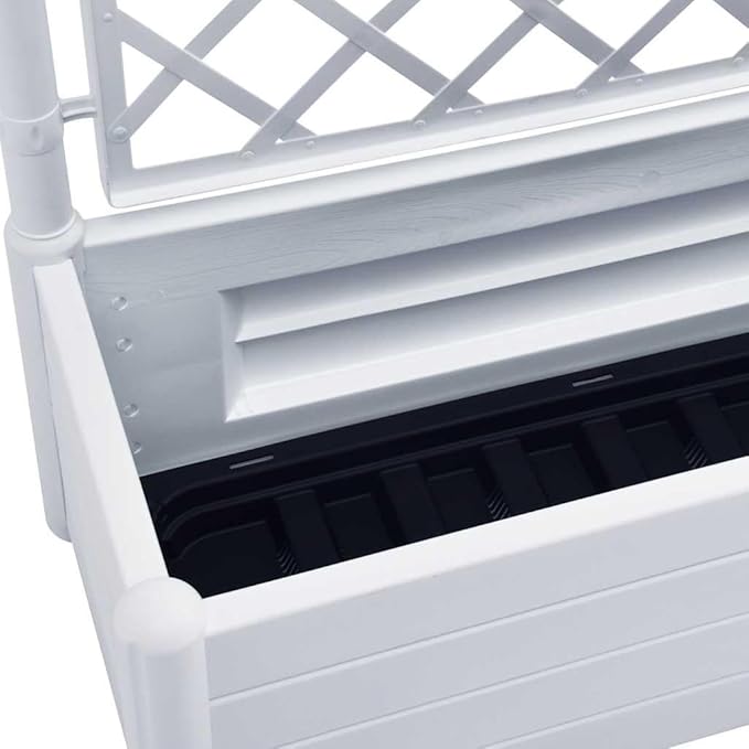Large Garden Planter White Polypropylene UV-Resistant 39.4 x 16.9 x 55.9 in for Climbing Plants Outdoor Patio Balcony