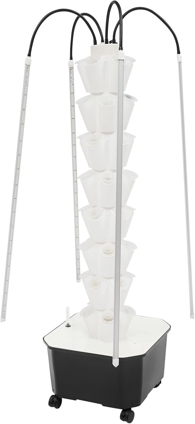 Hydroponic Growing Tower System Kit 40-Plant Vertical Hydroponics Garden Tower with LED Grow Light for Outdoor Indoor Herbs Fruits Vegetables Smart Garden Planter Kit