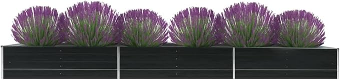 Garden Raised Bed Galvanized Steel 189x31.5x17.7 Anthracite SE100741