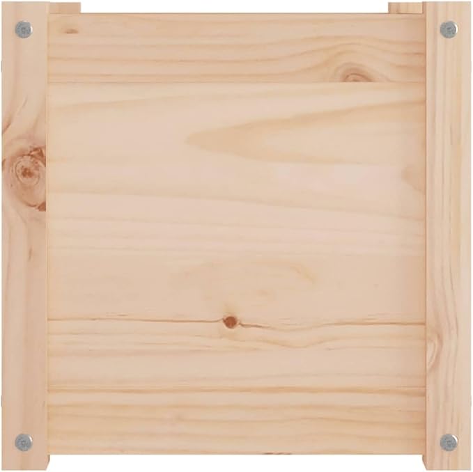 15.7in Rustic Pine Raised Garden Box Set of 2 Untreated Solid Wood Elevated Planter for Balcony Patio Indoor Outdoor Use Square Large Outdoor Planters for Herbs Flowers Veggies