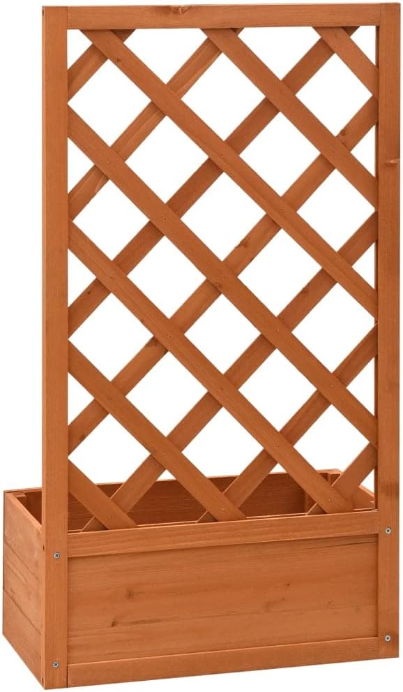 Garden Trellis PlanterWood Planter with Trellis Planter Box with Trellis Raised Garden Bed Outdoor for Plants Hanging Flower BasketsOrange 19.7x9.8x35.4 Solid Firwood