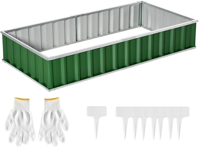 Garden BedEasy to Assemblefor VegetablesFruitsHerbs Flowers Metal Raised Garden(68.5 L x 35.5 W x 11.75 H). (Green)
