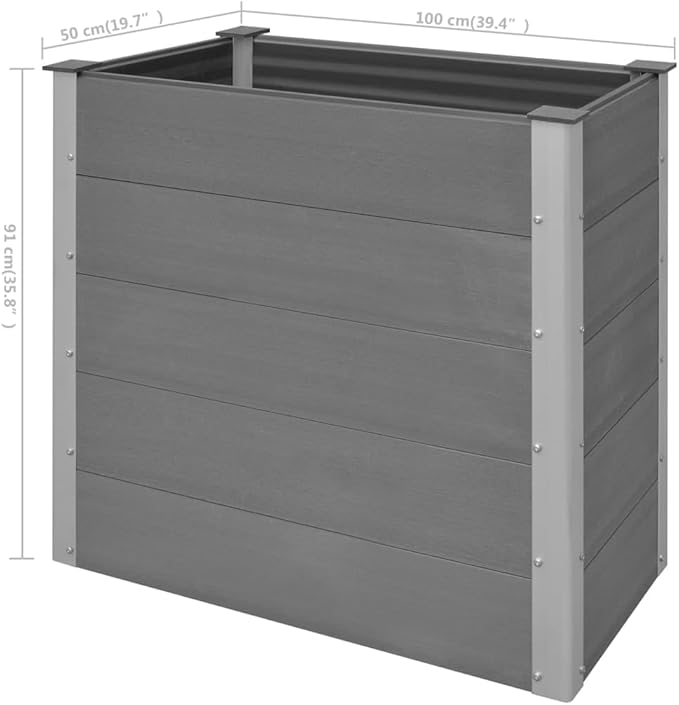 Garden Raised PlanterGarden BedGalvanized Raised Garden BedPlanter Raised bedsGalvanized PlanterBed WPC 39.4x19.7x35.8 Gray