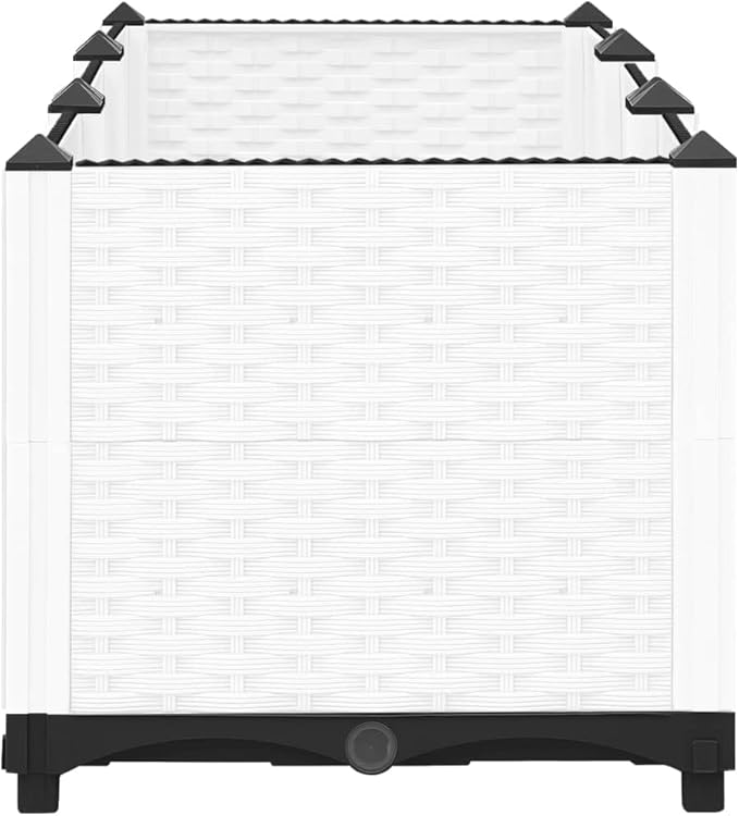 Raised Garden Bed PP Planter Box Garden Boxes Outdoor Raised for Vegetables Fruits Flowers and Herbs White 47.2x15.7x15 Polypropylene