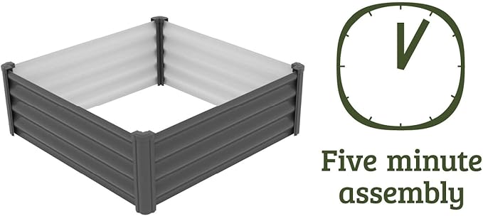 ABSCO Premium Galvanized DIY 4' x 3' Square Garden Bed DIY with Easy Assembly and Superior Drainage Woodland Gray Galvanized Steel Metal Planter Garden Planter Box with 16 Walls for All Plants