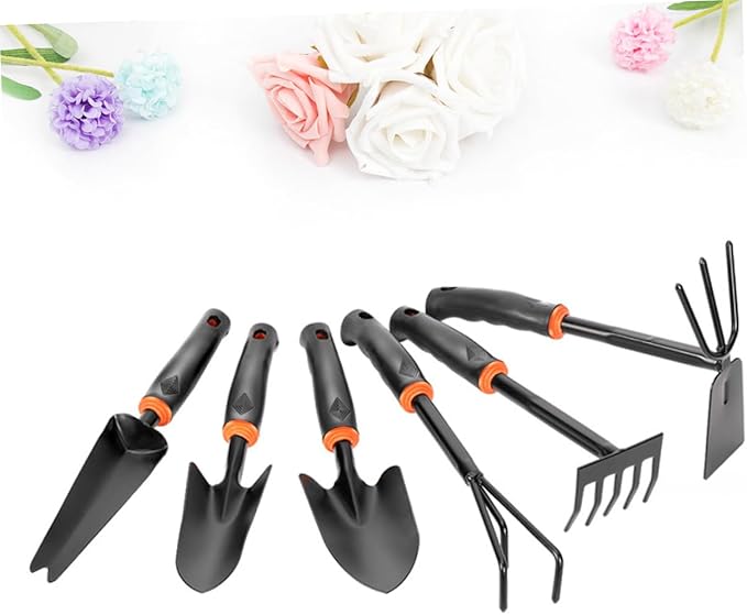 Yardwe 6pcs Garden Tool Shovel Rake Hoeing Rake Iron Tool for Landscaping Gardening