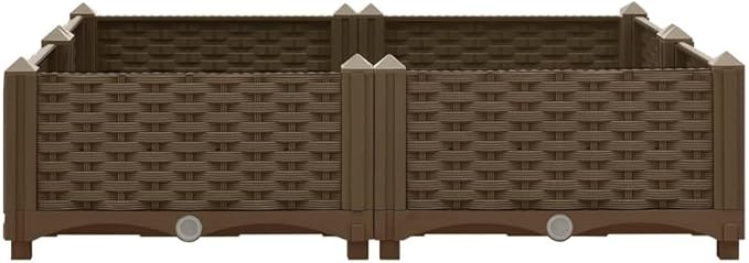 Raised Bed Natural Plant pots Outdoor Planter Box with 2 Shelves Suitable for Vegetables Grass Lawn Yard 31.5x31.5x9.1 Polypropylene