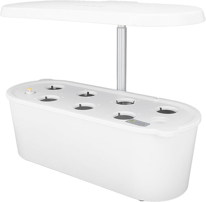 Hydroponics Growing System 7 Pods Indoor Garden with LED Grow Light Pump System Automatic Timer for Home Kitchen Vegetable Gardening (White)