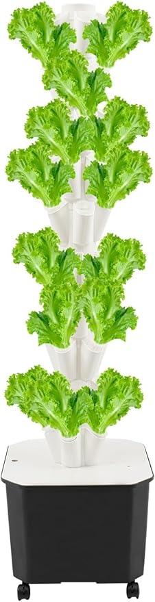 Hydroponics Growing System 50-Plants Indoor Hydroponic Tower with Pump System Plants Germination Kit with Wheels Vertical Hydroponic System for Gardening Lover