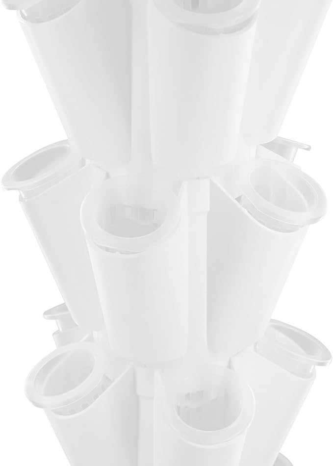 Hydroponics Growing Tower 40-Plant Hydroponic Outdoor Indoor Vertical Garden Kit with Grow Lights Water Pump Water Level Gauge Wheels Herb Garden Growing Tower (White-B 40-Hole)