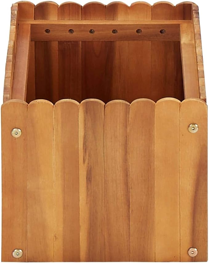 Wooden Raised Garden Planter Bed Solid Acacia Wood Slatted Design Patio Flower Plant Vegetable Bed Lawn Backyard Outdoor Patio DIY Decor 19.6x11.8x9.8