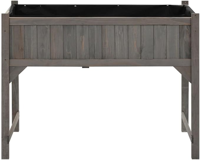 YAFF Raised Bed with Greenhouse 43.3x21.3x47.2 Solid Fir Wood(Gray)