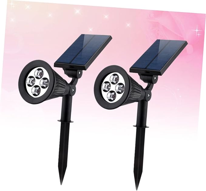 DOITOOL 4pcs Solar Spotlights LEDs RGB Landscape Lamp Automatic Dusk Dawn Lighting for Outdoor Lawn Patio Driveway Garden Easy Ground Installation