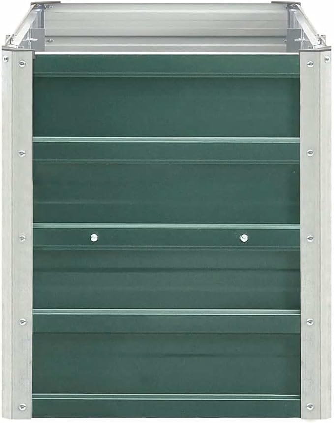 vidaXL Garden Raised Bed Galvanised Steel Rectangular Garden Planter for Flowers and Planters Bottomless Raised Flower Bed Weather-Resistant Green 94.5x15.7x17.7