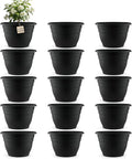 15 Pack 11 Inch Plant Pots with Drainage HolesBlack Plastic Flower Pots with Hanging HolesDurable Planters for Indoor &amp Outdoor PlantsNursery Pots