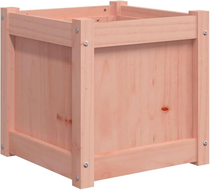 15.7 Solid Douglas Fir Square Planter Box Durable Rustic Raised Garden Bed for Patio Herbs Flowers or Veggies Outdoor Use