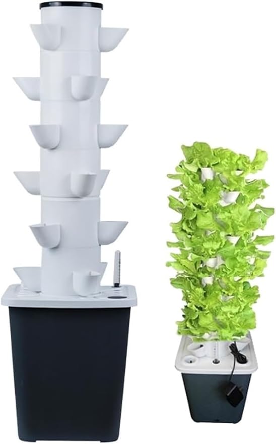 Hydroponic Growing Kits 15/20/25/30 Pods Hydroponics Tower Aeroponics Grow KitAquaponics Planting System with Hydrating Pump Adapter Net Pots Timer for Herbs Fruits and Vegetables
