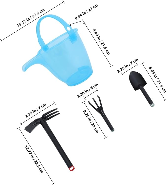 Heavy Duty Garden Hoe and Gardening Tool Set with Bucket Plastic Shovel Soil Fork Lightweight Non-Slip Beach Digging for Boys and Versatile Outdoor Weeding and Planting Tools for