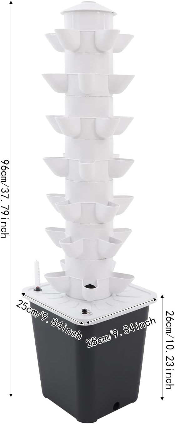 7-Tier Hydroponic Growing Tower 35 Holes Indoor Gardening System with Brushless Pump &amp 2.64Gal Tank Vertical Hydroponics for Herbs Vegetables Strawberries