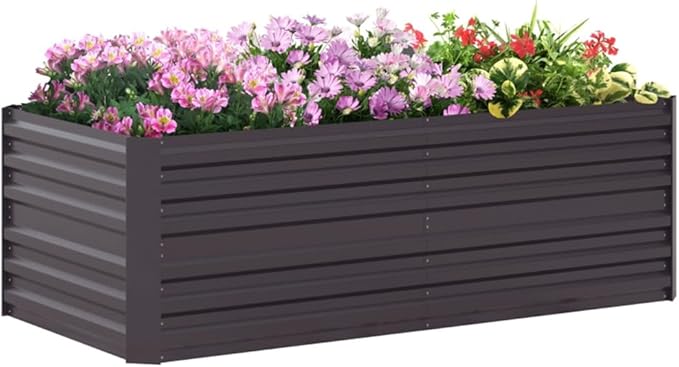 Metal Raised Garden Bed Outdoor Galvanized Raised Large Planter Raised Beds for Vegetables Flowers &amp Herbs Dark Grey 6x3x2FT