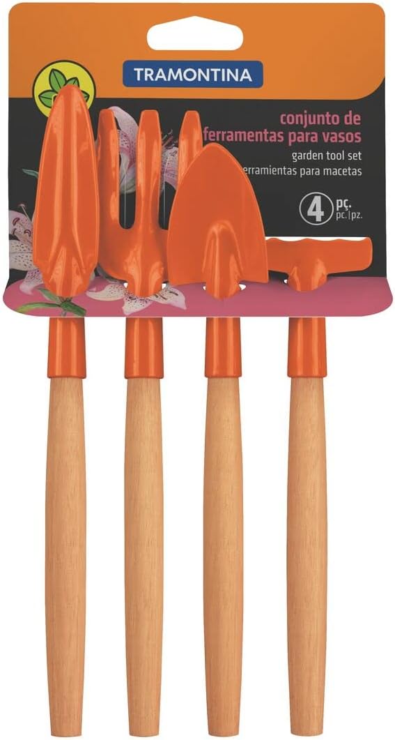 Tramontina 4-Piece Metal Gardening Set with Wooden Handle