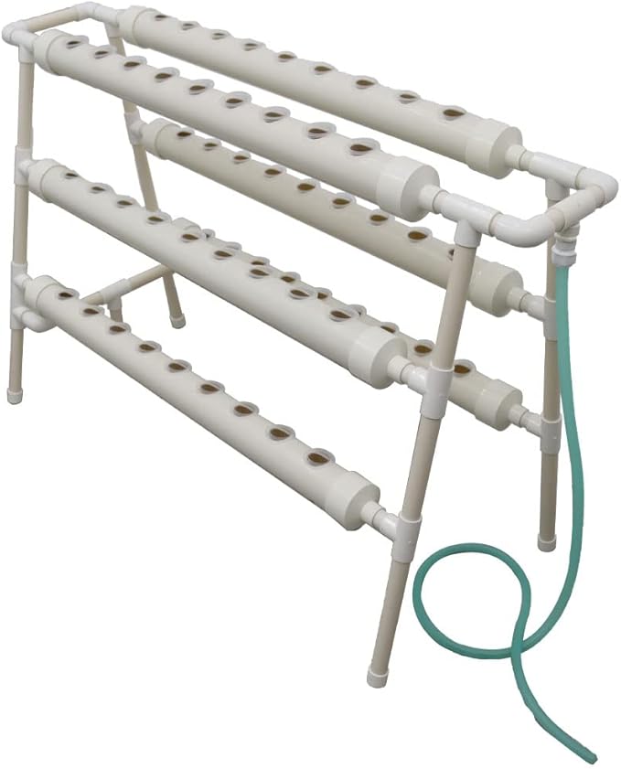 Hydroponics Growing System 54 Plant Sites 3 Layer 2 Rows Food-Grade PVC-U Pipes Hydroponic Grow Kit for Leafy Vegetables with 110V Water Pump