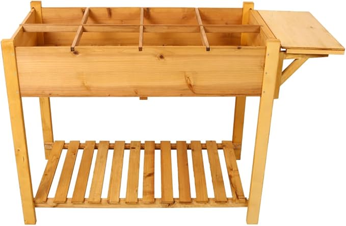 Sturdy Galvanized Steel Raised Garden Bed with Built-in Trellis Mobile Vertical Planter for Vegetables Herbs and Flowers (Brown + Wood-2)