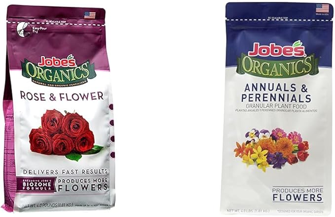Jobe's Granular Plant Food Flower &amp Rose Jobe’s Organics Fertilizer for Geraniums Hibiscus Daisies and Other Perennial and Annual Plants 4 lbs