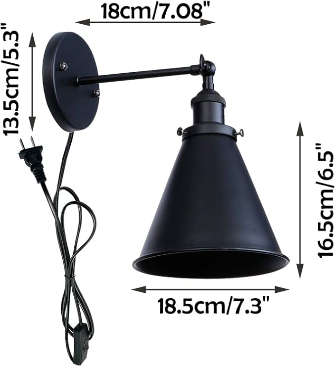 2-Pack Hook Mounted Plant Light Full Spectrum 4500K 10W Adjusted Angle &amp Light Beam Range 15-60 Degree Vintage Black Wall Lamp for Indoor Plants Flowers Growing