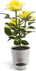 BESPORTBLE Solar Rose Flower Pot Light Led Lights Yellow Nightlight for Decoration Bonsai Lamp for Home Office Garden Hotel Use