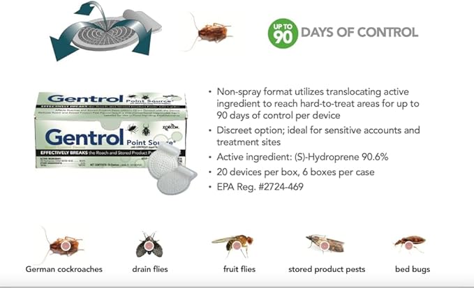 Gentrol Point Source IGR Discs ZOE1007 (20 Pack) German Cockroach Growth Regulator - with USA Supply Gloves &amp Pest Identification Card - Product is Non-perishable