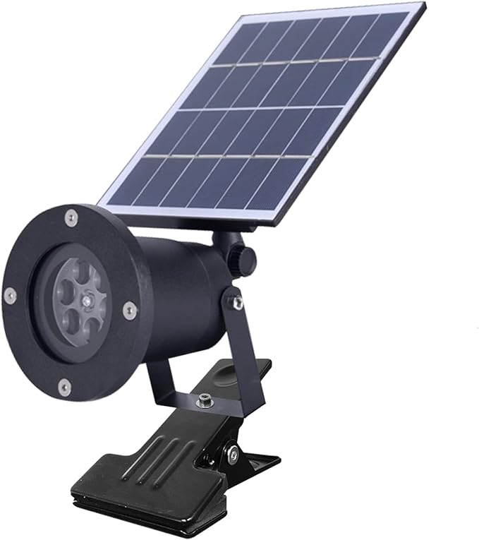 Outdoor LED Spotlight Waterproof Solar Spotlights with Clip Security Tree Spotlights Adjustable IP65 Mini Clip Lamp for Billboards Courtyard Garden Pathway Light-Operated HWD0177