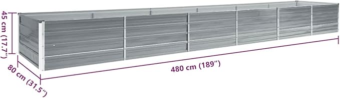 Large Galvanized Steel Raised Bed - Spacious Outdoor Planter Easy to Assemble Gray Color